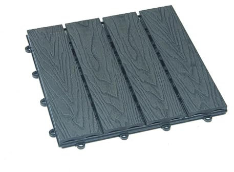 Home Deluxe - WPC Klickfliese BAVARO Premium - 5m² - Anthrazit Fliesen je 30 x 30 cm I Klickfliese Terrassenfliese Balkonfliese