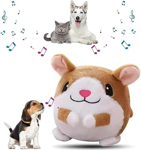 HOIDOKLY Jouet pour Chien Interactif, Jouet en Peluche Actif en Mouvement, Jouet de Balle Rebondissante pour Chiens, Balle Interactive pour Chien, Jouet de Chien en Peluche de Lavable (Hamster)