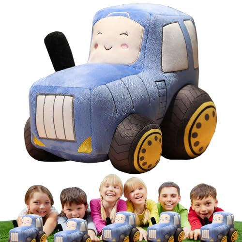 BAISHUWU Wurfkissen Plüsch Traktor, Traktor Plüschkissen, Traktor Stofftier Kissen, Traktor Plüschtiere, Tractor Themed Pillow, Traktor Auto Plüschkissen, Tractor Plush Toy, Kinder(Blau )