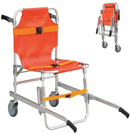 Silla de Evacuación Manual por Salvaescaleras Silla de Ruedas para Subir y Bajar escaleras de Aleación de Aluminio para Servicios Médicos y de Extinción de Incendios