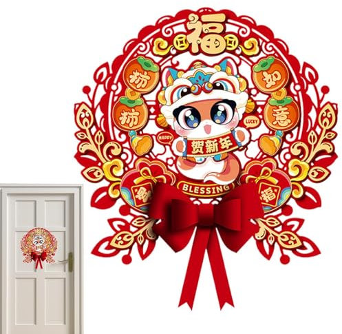 Chinesisches Neujahr 2025 Fenster- und Wandsticker für Frühlingsfest, Segen des Jahres der Schlange, abnehmbare Dekorationen mit traditionellen Symbolen und Wörtern für Türen, Wände und