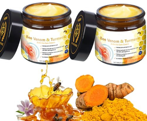 2pcs Bee Venom Ointment,Bienengift und Kurkuma Gelenk Creme,Turmeric Bee Venom Cream,Rückenschmerzen Relief Gel,Bienengiftsalbe for Relief of Shoulder,Knee,Elbow and Back Pain,Beruhigt Muskelschmerzen