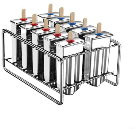 Besshepplo Moldes de helado caseros para hacer polos de hielo con moldes extraíbles de acero inoxidable para paletas (10 unidades)