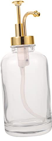 Happyyami Glass Syrup Dispenser Bottle with Pump Head Reusable Lotion Pump for Honey Vanilla Syrups Glass and Design Suitable for Home Bakery Shop Bar Use