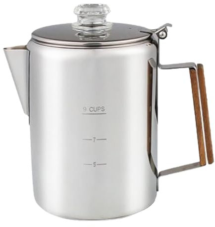 Praktischer Edelstahl Kaffeebereiter 9 Tassen Perkolator für Lagerfeuer Brauen Große Kapazität Kaffeekannen mit Skala