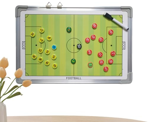 Magnetisches Fußball-Trainingstafel, löschbares Fußball-Klemmbrett mit 2 Markerstiften, magnetisches Whiteboard für Spielplanung, Tracking, Spielerentwicklung, Schiedsrichter, Teamübung