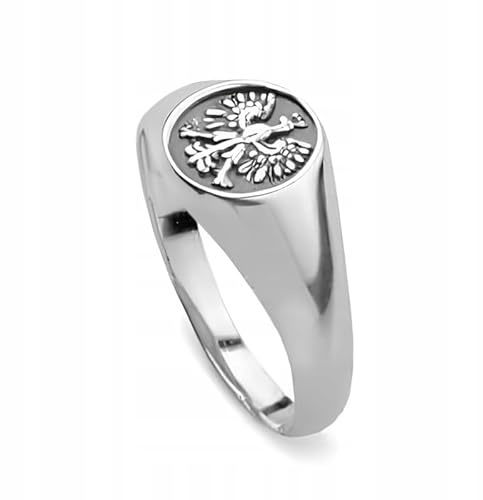 Ulex Premium 925 Sterling Silber Ringe Herren Siegelring patriotischer Ring mit poliertem Silber und polnischem Adler Symbol edler Männer Schmuck Größe 54