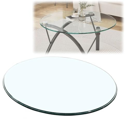 SMELEDFCFK Sobre De Mesa De Vidrio Templado Redondo 55cm 60cm 65cm 70cm 75cm 80cm 85cm 90cm 95cm 100cm Mesa De Cristal Trasnparente Tablero De Vidrio Repuesto(60cm(24in))