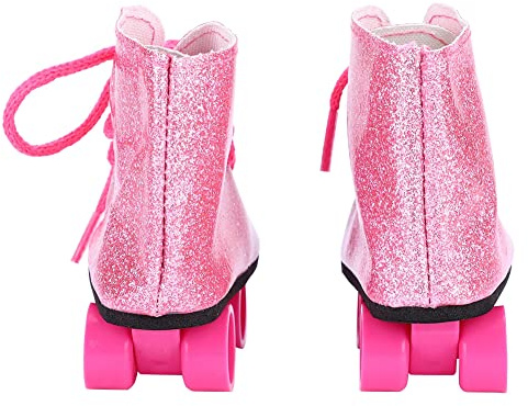 MENDUNER Puppen-Skateschuhe für 18-Zoll-Puppen | Modisches Rosafarbenes Rollschuh-Spielzeugzubehör aus Leichtem Kunststoff (PINK)