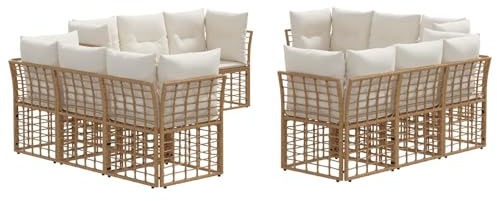 vidaXL Outdoor-Sofagarnitur Natur Polyester, Moderne Gartenlounge, wetterfestes Modulsofa, verstellbare Füße, Bequeme Sitzmöglichkeiten, einfach entspannen