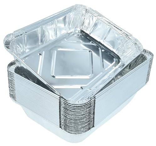 vhbw 25x Grillschalen kompatibel mit Broil King Gasgrill | Wiederverwendbare Aluschalen, Hitzebeständig bis 600°C, Aluminium, 22 x 15 x 4 cm