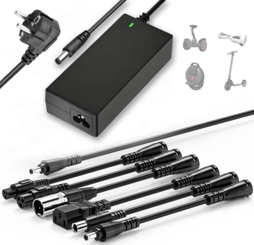 Frogetu Caricabatterie per Scooter Elettrico 42V 2A, Caricatore Universale 36V Batteria Lithium con 6 Connettori per Xiaomi M365, Ninebot, Segway, Hoverboard, Bici Elettrica
