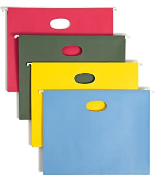 Smead Hanging Pocket with Full-Height Gusset, 3-1/2 Expansion, Letter Size, Assorted Colors, 4 per Pack (64290)