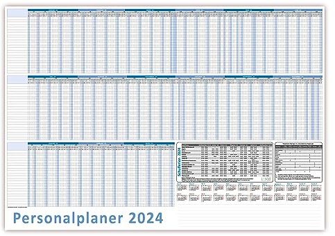 3 Stück Urlaubsplaner Personalplaner 2026 DIN B1 Format (1000 x 700mm) 22 Mitarbeiter Januar 2026 bis März 2027 mit Schulferien (gerollt!)