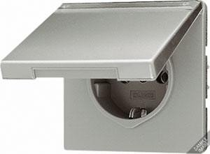 Jung ME at AL 1520 NAKL D Schuko Steckdose 16 A 250 V mit Klappdeckel und Schriftfeld 12 x 55 mm Serie LS antik, 250 V, Messing anthrazit