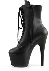 Pleaser Damen ADORE-1020 Kurzschaft Stiefel, Schwarz (Schwarz (Blk Faux Leather/Blk Matte)
