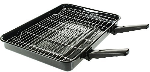 4YourHome Superior Large Oven Grill Pan & Rack with Detachable Handles for Hotpoint, Diplomat, Candy Cookers - 385mm x 275mm (Wire Grid) 415mm x 235mm (Metal pan)