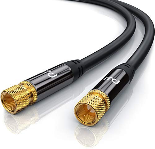 0,5m Cavo satellitare dritto – Impedenza 75 Ohm 135dB HDTV 4K - Cavo coassiale parabola ricevitore - per DVB-T DVB-S DVB-S2 – Tripla schermatura – Metallo pieno – Placato oro - Nero 50 cm