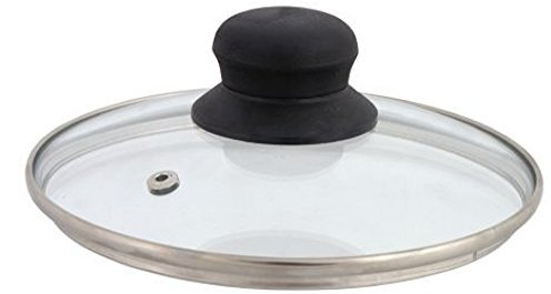 Tapa de cristal con anillo de acero inoxidable diámetro 12, 14, 16,18, 20, 22, 24, 26, 28 cm, 28 cm, Ø 14 cm