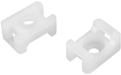 sourcingmap Cable Tie Mount Base Saddle Type Wire Holder Nylon 5.2mm Hole Width White 50Pcs