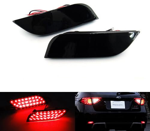 RZG 2x Black Smoked Lens Rear Bumper Reflector LED Fog Tail Stop Brake Light For 2008-up Impreza WRX STI hatchback Legacy XV Exiga