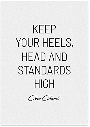 TypeStoff Kunstdruck, Poster mit Spruch – Heels, head and standards – Wand-Bild, Plakat mit Zitat als Geschenk und Dekoration - KD-00439-M