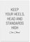 TypeStoff Kunstdruck, Poster mit Spruch – Heels, head and standards – Wand-Bild, Plakat mit Zitat als Geschenk und Dekoration - KD-00439-M