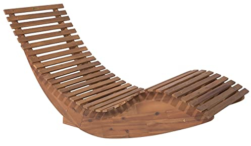 Beliani Gartenliege aus Akazienholz, rustikales Design, hochwertiges und witterungsbeständiges Material, pflegeleicht.