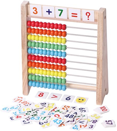 Rechenschieber Rechenrahmen, Holz-Zählrahmen, 100er Rechenschieber für die Grundschule, Ausbildung Abacus für Kinder frühe Mathematik, Rechenschieber 1. 2. 3. klasse