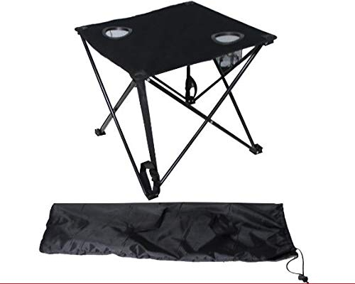 Möbelbörse Campingtisch faltbar mit 2 Getränkehalter Klapptisch Falttisch Gartentisch Tisch Schwarz