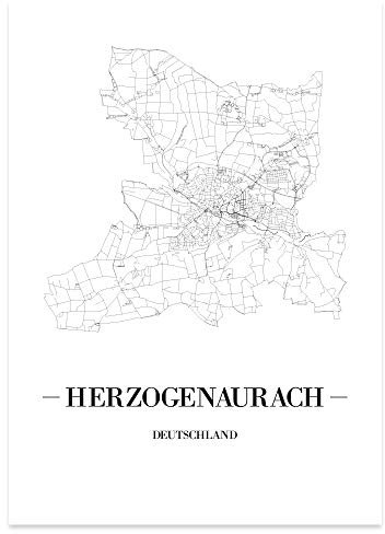 JUNIWORDS Stadtposter - Wähle Deine Stadt - Herzogenaurach - 40 x 60 cm Poster - Schrift A - Weiß