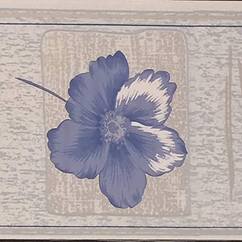 Dundee Deco BD2070 Tapeten Bordüre mit Blumenmotiven in hellbraunen Quadraten, Tapetenbordüre Retro-Design, 10 m x 10 cm, selbstklebend