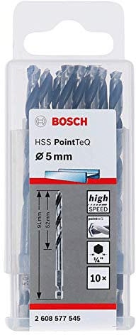 Bosch Accessories 2608577545-HSS - Punta esagonale per avvitatore a punta esagonale, 5,0: 10 uds