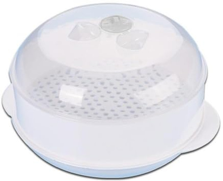 Lankater Plastic Round Steamer Microwave Vegetable Rice Cooking Pot Heat-resistant Single-layer Oven Steamer with Lid Cooking Tool