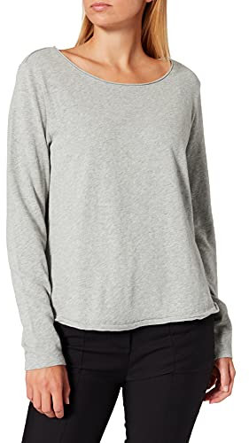 Marc O'Polo Denim Damen Langarmshirt aus Bio-Baumwolle mit U-Boot-Ausschnitt, Grau (Grau), S