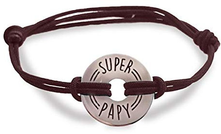 Les Trésors De Lily [R4078 - Bracelet Homme 'Super Papy' argenté - 20 mm