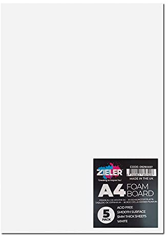 Zieler® - Tabla de espuma blanca de 5 mm de grosor, color blanco alto (A4 (5 hojas)