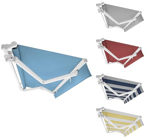 Tenda da Sole per Esterno a Bracci Estensibili con Barra Quadra di Rinforzo, Tessuto Tempotest Parà o PVC, Personalizzabile, Motorizzata o Manuale, Fissaggio a Parete o Soffitto (L. 390 X S. 360)