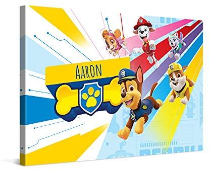 PICANOVA – PAW Patrol Team Leinwandbilder – 60x40cm – Leinwand Premium – Personalisierte Wandbilder – Kinder-Geschenk Leinwanddruck – PAW Patrol Kollektion