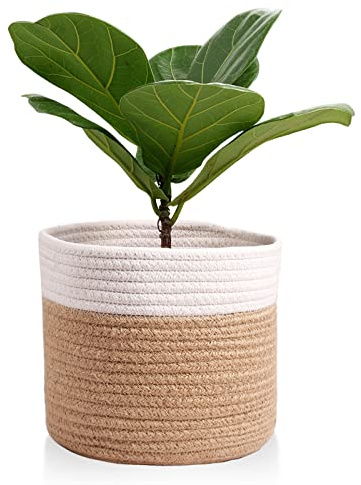Oradrem - Cestino portavaso in corda di cotone 28 cm, ceste moderne