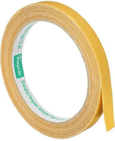 PATIKIL Double Side Adhesive Tape, 10mm 10m/32.8ft Duct Cloth Mesh Fabric for Carpets Rugs, Yellow