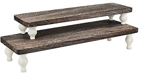 Ikee Design Set di 2 alzate in legno, espositore per cupcake, dessert, centrotavola da appoggio, supporto per servire dessert, vaso per piante, decorazione da giardino, colore caffè