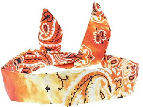 Topkids Accessories Paisley Wire Haarbänder Frauen Mädchen Stirnbänder Bequeme Haarbänder Drahtband Kopf Wrap Schleife Bandanas Boho Hippy Dolores 1940er 1950er Jahre (Orange Acid Wash)