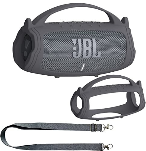 Silicone Cover Case for JBL Charge 5 Portable Bluetooth Speaker, Protective Skin Holder for JBL Charge 5 Speaker Accessories (Grey Case, NOT Fit Wi-Fi Version)