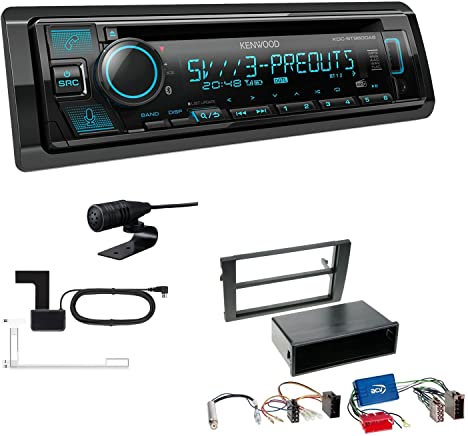 Kenwood KDC-BT960DAB 1-DIN Autoradio CD-Tuner mit Bluetooth Digitalradio DAB+ inkl. Einbauset kompatibel mit Audi A4 2002-2009 schwarz mit Symphony/Navi Plus
