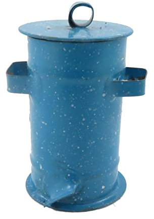 Melody Jane Puppenhaus Milchkanne mit blauen Punkten, Miniatur-Metall, Küchenzubehör