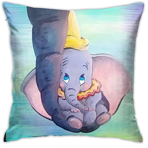 Kissenbezug für Dumbo Wurfkissenbezug Anime 18 x 18 Zoll Kissenbezug Home Decor Quadratisch Baumwolle Leinen Kissenbezug Kissenbezug