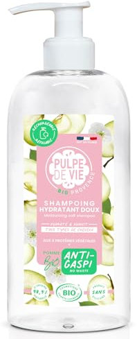 Pulpe de Vie - Shampooing Doux Certifié BIO Pompompidoux XL 400ml - Anti-gaspi ! Pomme - Cheveux Sains et Brillants - Hydratation Intense - Régénère les Fibres