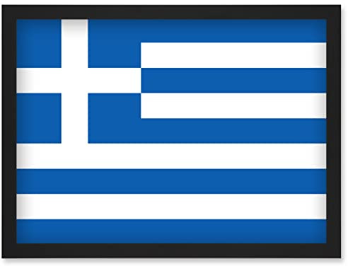 Artery8 Greece National Flag Patriotic Vexillology World Flags Country Region Poster Artwork Framed Wall Art Print A4