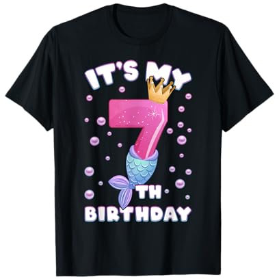 7. Geburtstag, Mädchen, Meerjungfrauenflosse, Nummer 7 T-Shirt